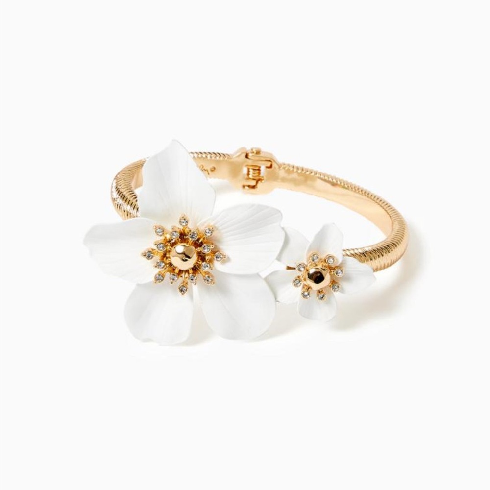 Lilly PulitzerOversized White Orchid Flower Bracelet NEW WITH GIFT BAG
